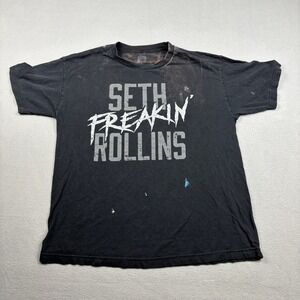 WWE Seth Freakin Rollins Graphic T-Shirt Mens Large Black Distressed Thrashed